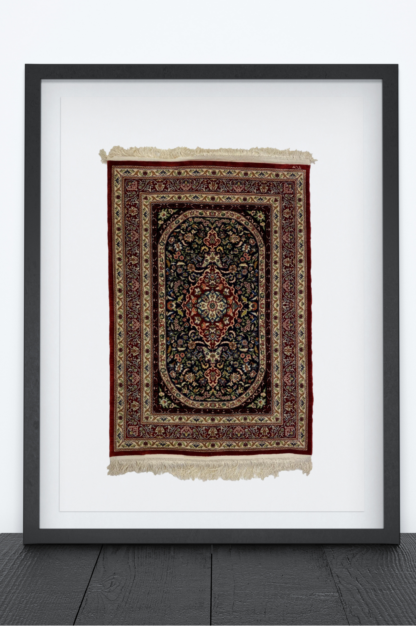 100% Handmade Pure Silk Hereke Carpet 98 x 72 cm