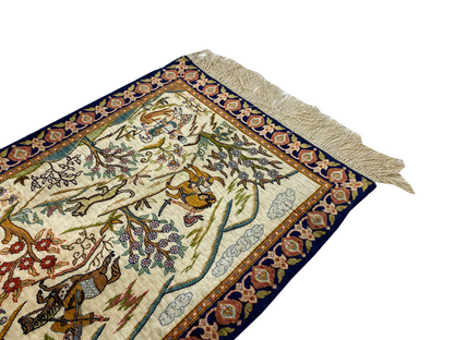 100% Handmade Pure Silk Hereke Carpet 55 x 41 cm
