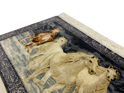 100% Handmade Pure Silk Hereke Carpet 51 x 37 cm