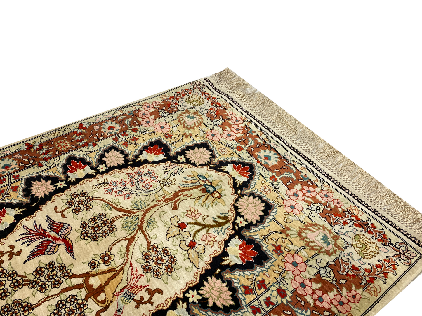 100% Handmade Pure Silk Hereke Carpet 65 x 51 cm