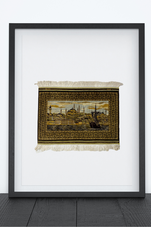 100% Handmade Pure Silk Hereke Carpet 66 x 48 cm
