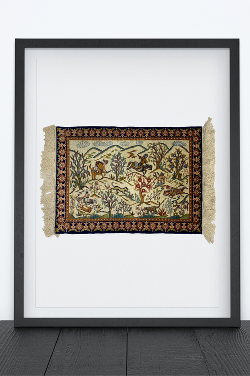 100% Handmade Pure Silk Hereke Carpet 55 x 41 cm