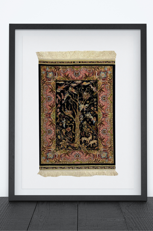 100% Handmade Pure Silk Hereke Carpet 67 x 48 cm