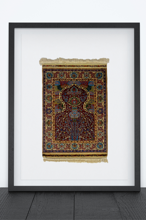 100% Handmade Pure Silk Hereke Carpet 62 x 77 cm