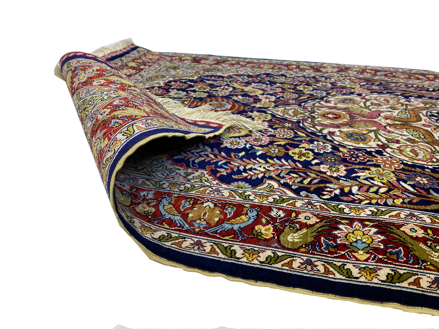 100% Handmade Pure Silk Hereke Carpet 89 x 62 cm