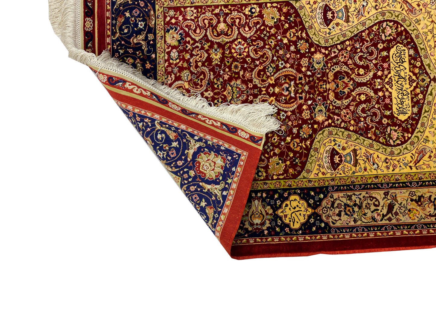 100% Handmade Pure Silk Hereke Carpet 93 x 66 cm
