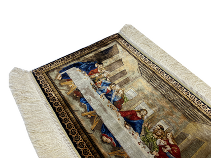 100% Handmade Pure Silk Hereke Carpet 60 x 34 cm