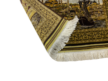 100% Handmade Pure Silk Hereke Carpet 66 x 48 cm
