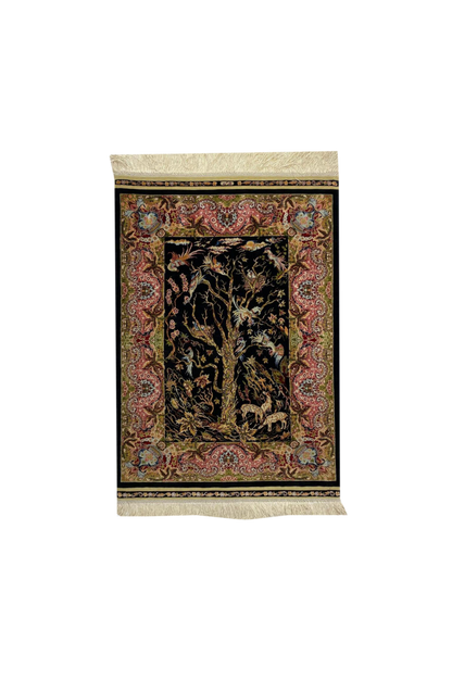 100% Handmade Pure Silk Hereke Carpet 67 x 48 cm