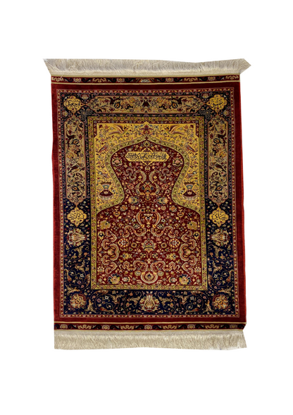 100% Handmade Pure Silk Hereke Carpet 93 x 66 cm